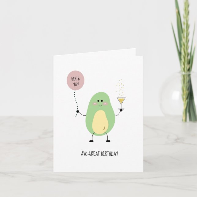 Tarjeta de cumpleaños de aguacate - Cuta, Divertid (Anverso)