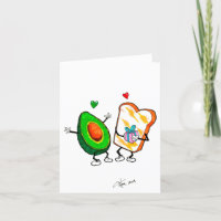 Tarjeta de cumpleaños de aguacate y tostadas