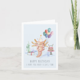 Tarjeta de cumpleaños de ajolote con acuarela lind