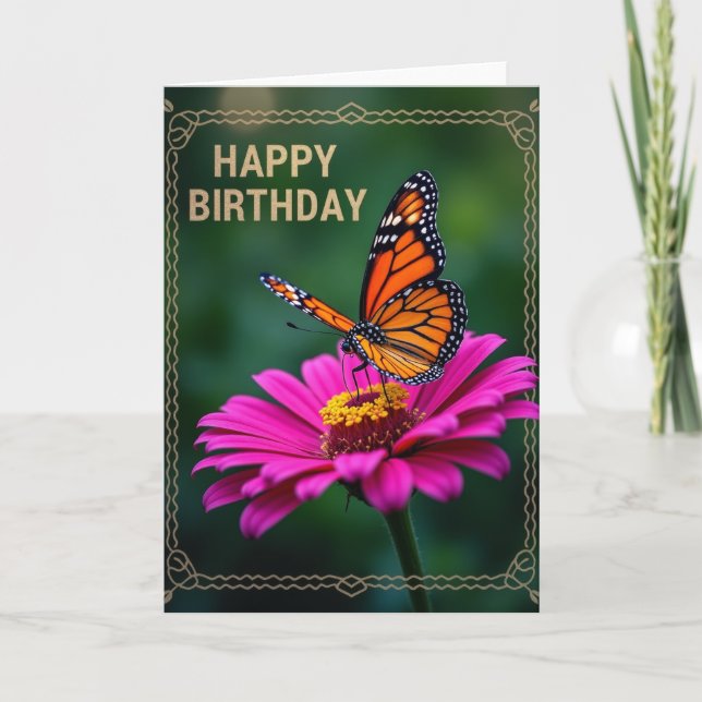Tarjeta de cumpleaños de ala naranja (Anverso)