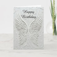 Tarjeta de cumpleaños de alas de ángel en relieve