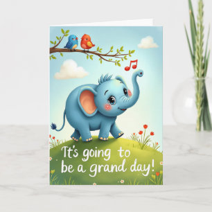 Tarjeta de cumpleaños de alegría de elefante