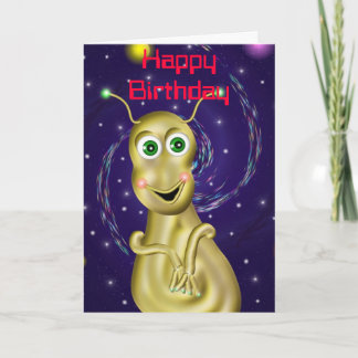 Tarjeta de cumpleaños de Alien Dorado