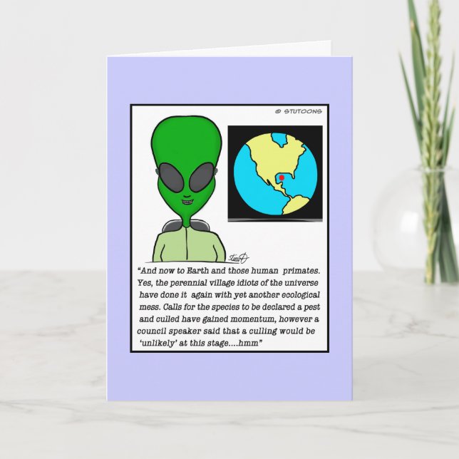Tarjeta de cumpleaños de Alien News Reader (Anverso)