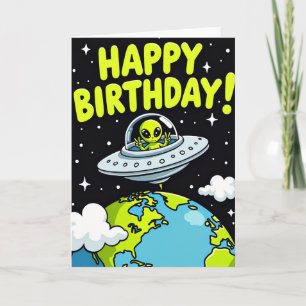 Tarjeta de cumpleaños de alienígena cósmico