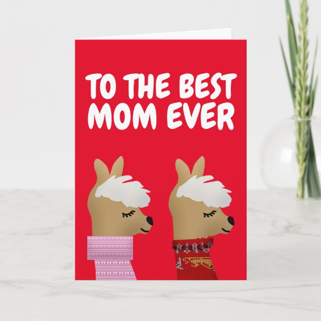 TARJETA DE CUMPLEAÑOS DE ALPACA LLAMA MOM (Anverso)