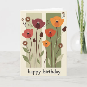 Tarjeta de cumpleaños de amapola carmesí