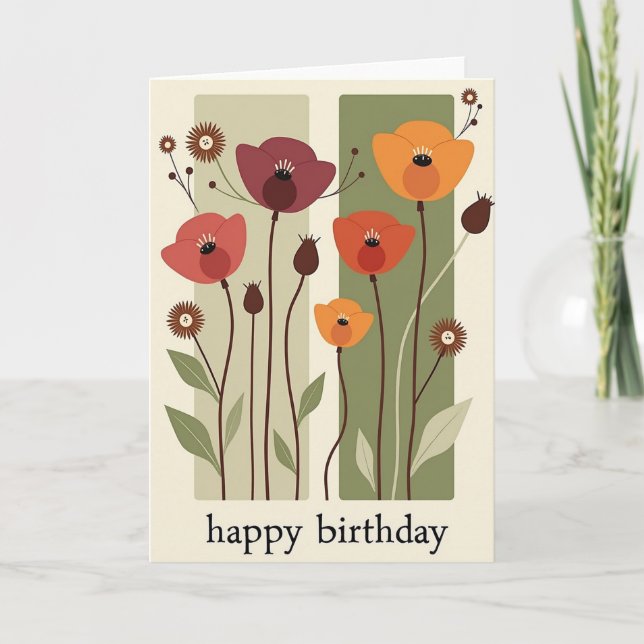 Tarjeta de cumpleaños de amapola carmesí (Anverso)