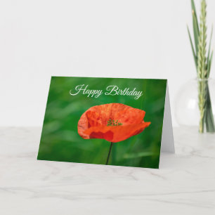 Tarjeta de cumpleaños de amapola de cerca