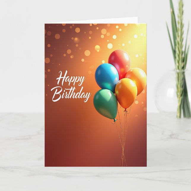 Tarjeta de cumpleaños de ámbar festivo (Anverso)