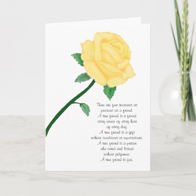 Tarjeta de cumpleaños de amigo amarillo Rose (Anverso)