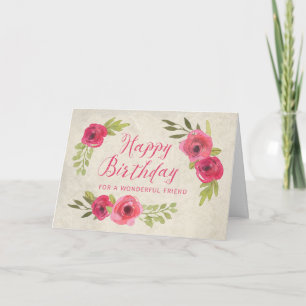 Tarjeta de cumpleaños de amigo de Rosas de color d