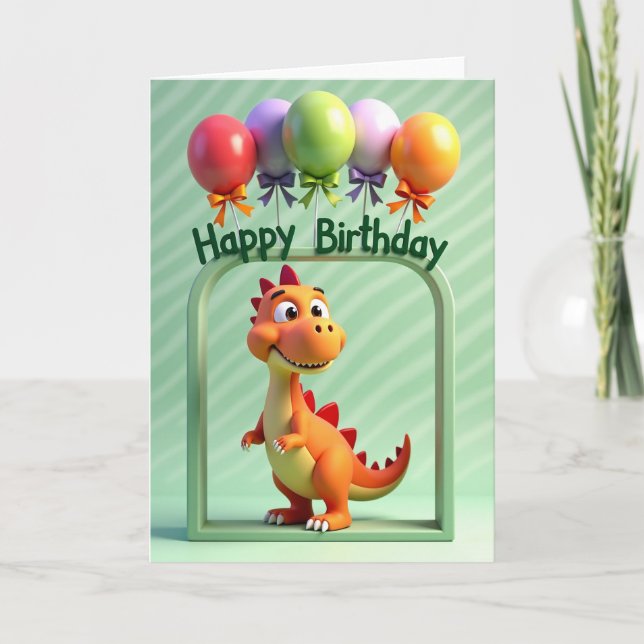 Tarjeta de cumpleaños de amigo dinosaurio (Anverso)