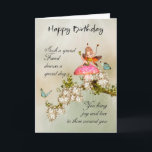 Tarjeta de cumpleaños de amigo Fairy con flor<br><div class="desc">Tarjeta de cumpleaños de amigo Fairy con flor</div>