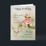 Tarjeta de cumpleaños de amigo Fairy con flor<br><div class="desc">Tarjeta de cumpleaños de amigo Fairy con flor</div>