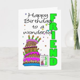 Tarjeta de cumpleaños de amigo, pastel de locura, 