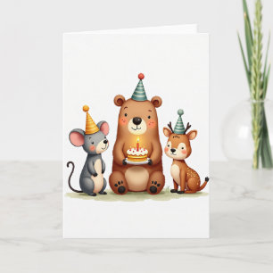 Tarjeta de cumpleaños de amigos alegres del bosque