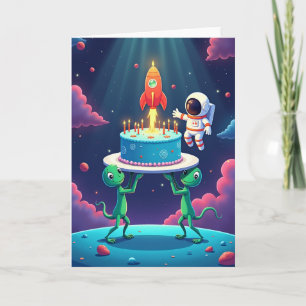 Tarjeta de cumpleaños de amigos cósmicos