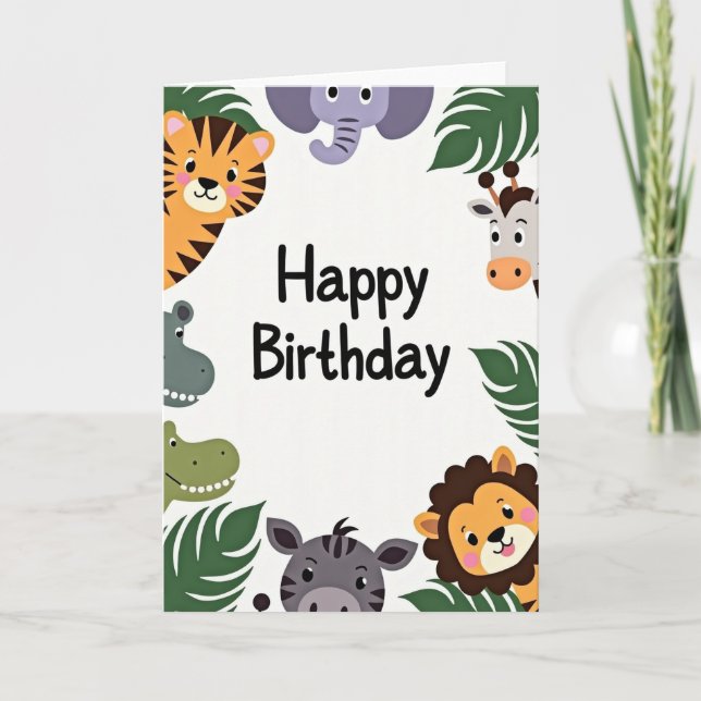 Tarjeta de cumpleaños de amigos de la selva dulce (Anverso)