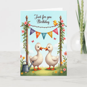 Tarjeta de cumpleaños de amigos emplumados