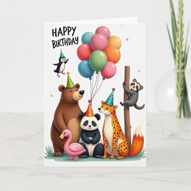 Tarjeta de cumpleaños de amigos globos (Anverso)