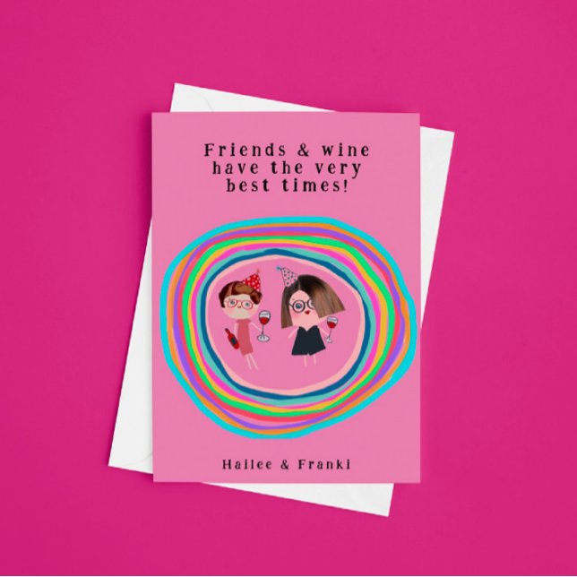 Tarjeta de cumpleaños de amigos y vinos (Subido por el creador)