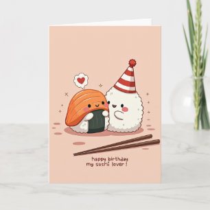 Tarjeta de cumpleaños de amor de sushi
