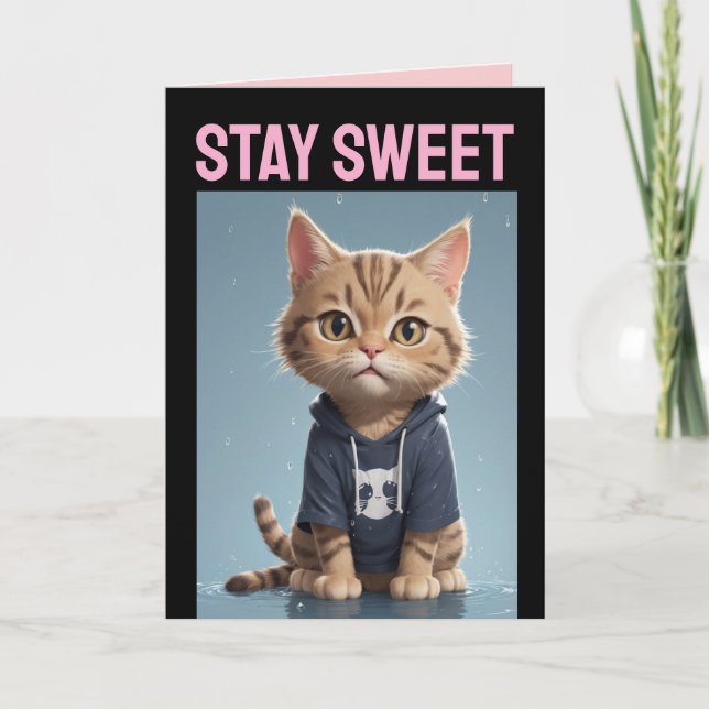 TARJETA DE CUMPLEAÑOS DE AMOR GATO LINDO DÍA DE SA (Anverso)