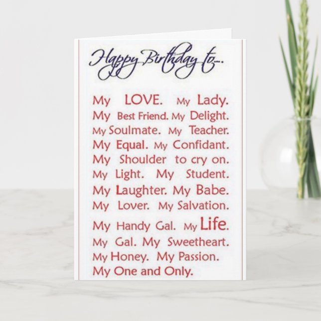 TARJETA DE CUMPLEAÑOS DE "AMOR RELLENADO" PARA "MI (Anverso)