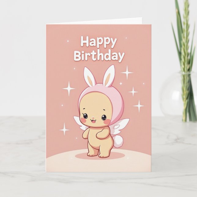 Tarjeta de cumpleaños de Ángel Conejo Dulce (Anverso)