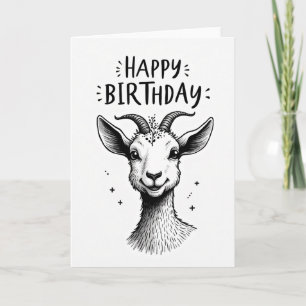 Tarjeta de cumpleaños de animal con cuernos alegre