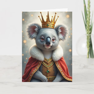 Tarjeta de cumpleaños de animal coronado real