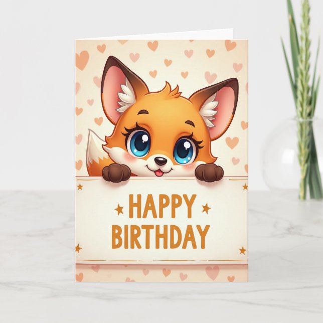 Tarjeta de cumpleaños de animal curioso (Anverso)