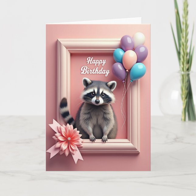 Tarjeta de cumpleaños de animal enmarcado (Anverso)