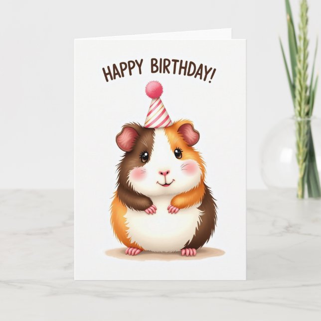 Tarjeta de cumpleaños de animal esponjoso (Anverso)