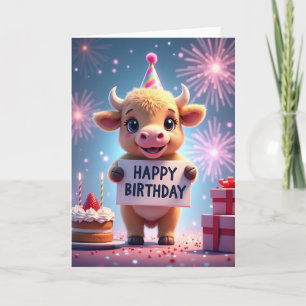 Tarjeta de cumpleaños de animal esponjoso alegre