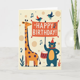 Tarjeta de cumpleaños de animal manchado alegre