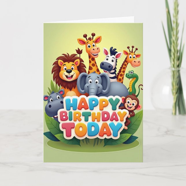 Tarjeta de cumpleaños de animal salvaje (Anverso)