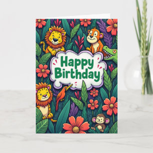 Tarjeta de cumpleaños de animal vívido