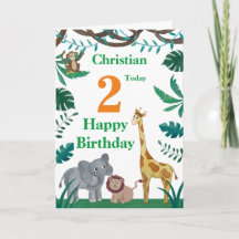 Tarjeta de cumpleaños de animales de la jungla