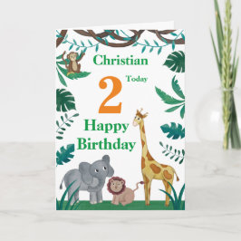 Tarjeta de cumpleaños de animales de la jungla