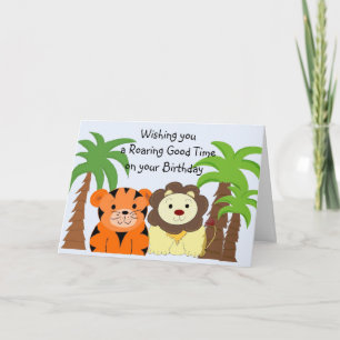 Tarjeta de cumpleaños de animales de la selva