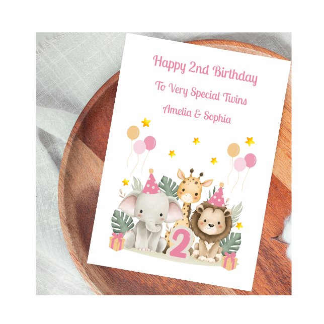 Tarjeta de cumpleaños de animales de safari de 2º  (Subido por el creador)