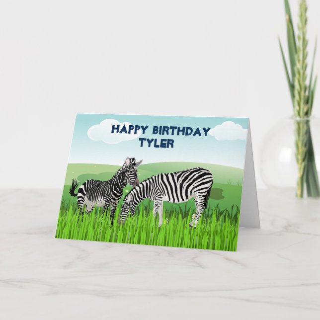 Tarjeta de cumpleaños de animales del zoológico de (Anverso)