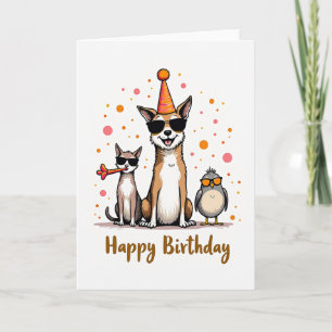 Tarjeta de cumpleaños de animales geniales