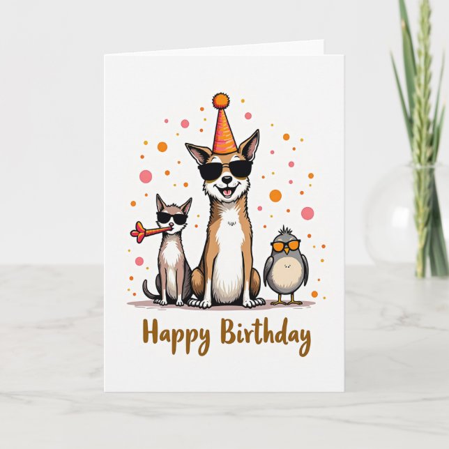 Tarjeta de cumpleaños de animales geniales (Anverso)