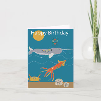 Tarjeta de cumpleaños de animales marinos