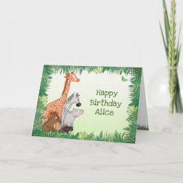 Tarjeta de cumpleaños de animales salvajes