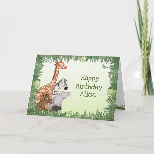 Tarjeta de cumpleaños de animales salvajes (Anverso)