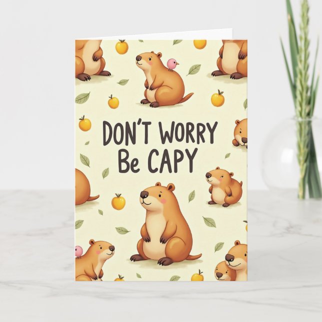 Tarjeta de cumpleaños de animalito lindo y alegre (Anverso)